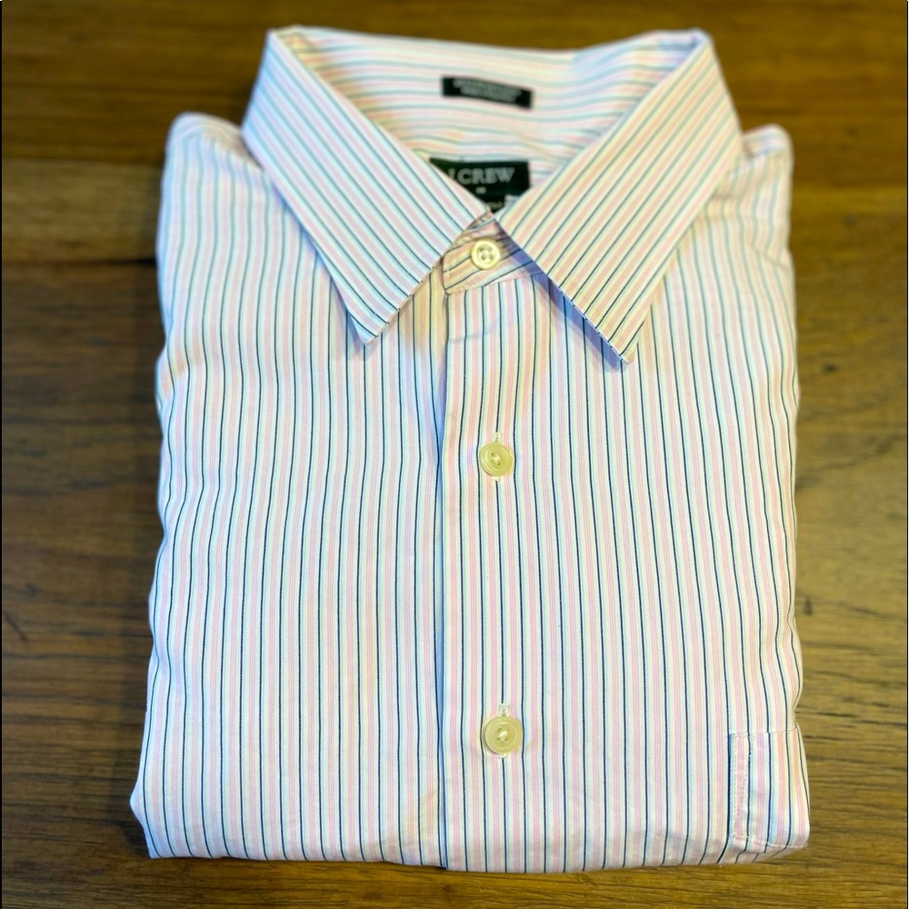 J Crew Dress Shirt Pink White Grey XL